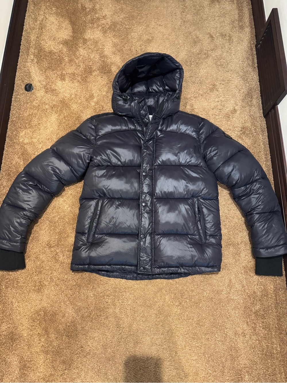 Men's Hooded Puffer Jacket in Navy